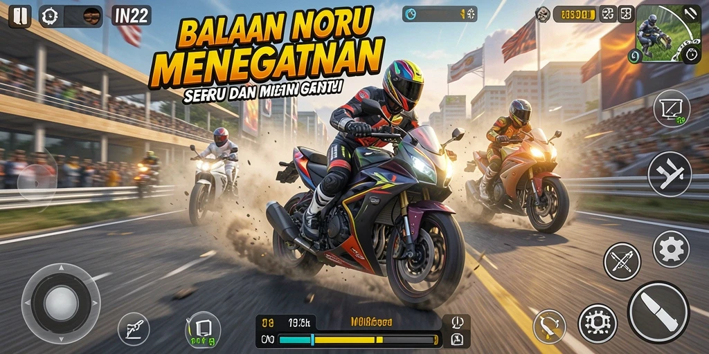 Tampilan gameplay seru di jalanan balap motor.